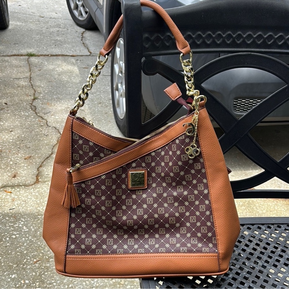 NWOT Jose Hess Brown and Tan Designer Tote Bag